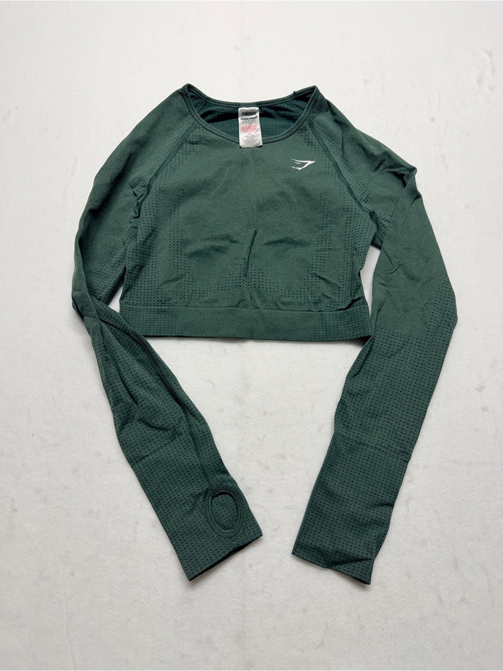 Gymshark Forest Green Long Sleeve Cropped Seamless Top M